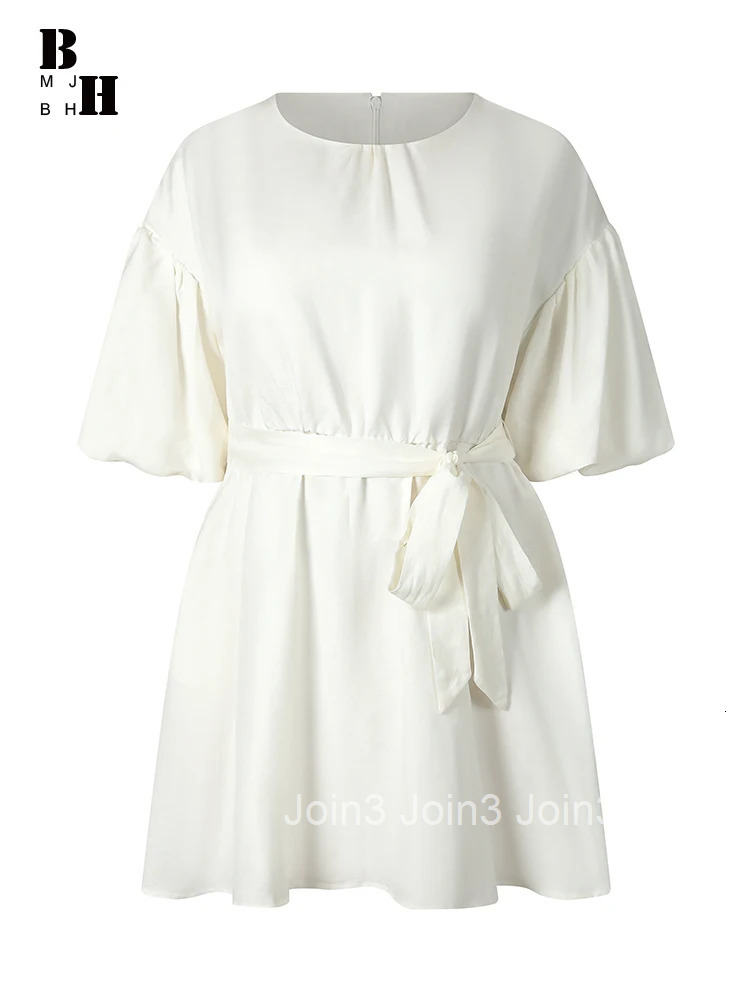 New Elegant Summer Breathable Comfortable Cotton Linen Short A-Line Dress Women Clothes Casual O-Neck Belt Mini Vestidos Fashion