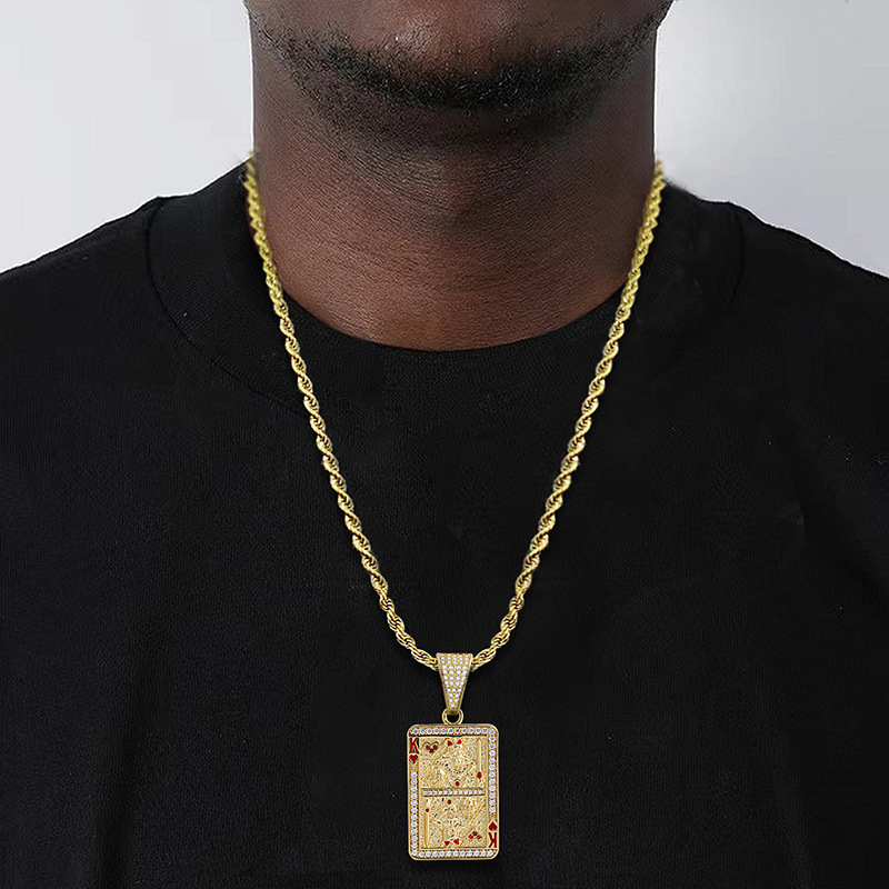 Hip Hop Square Diamond Inlaid Pendant Trendy Brand Men's Unique Necklace Diamond Certified