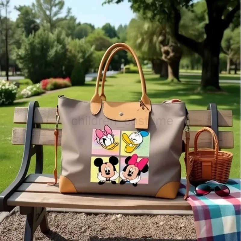 Disney Cartoon Mickey Minnie Mouse Cute Tote Bag Portable Large Capacity Travel Outdoor Tote Storage Bag Birthday Gifts W250623