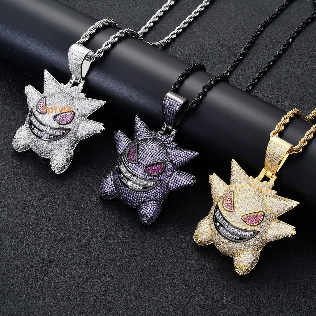New Oversized Gengar Hip Hop Iced Out Pendant Moissanite Bling Necklace Trendy Streetwear Hot Sale Pass the diamond tester