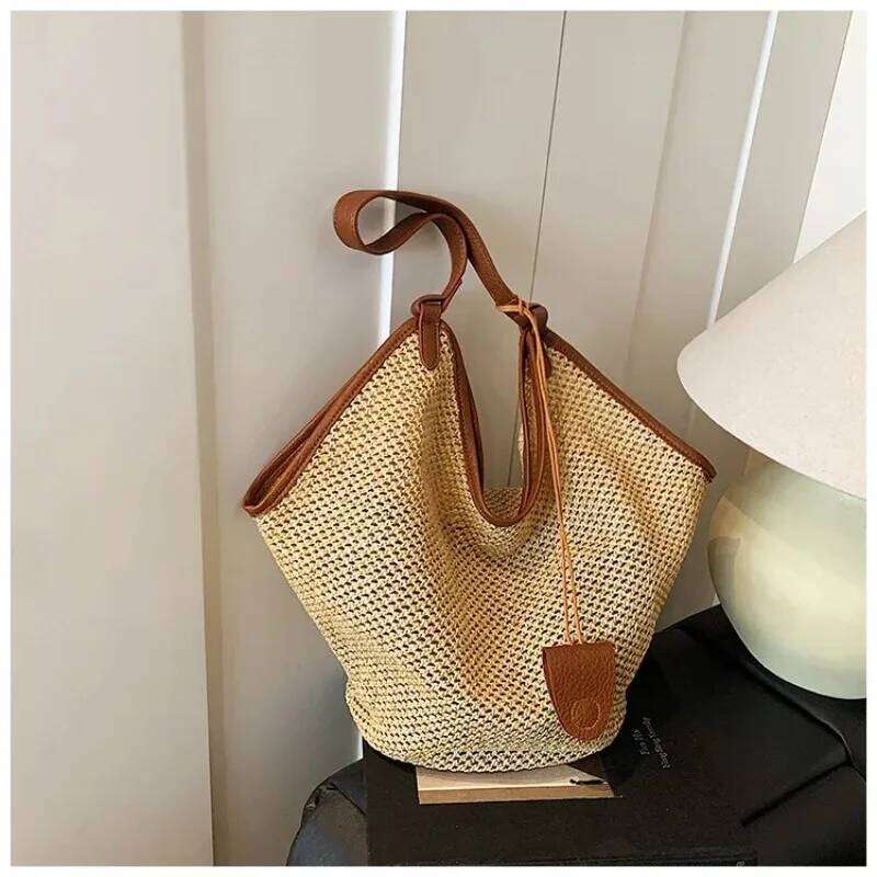 Straw Woven Zipper Designer Bag Summer New Fashionable 2025 High Quality Women's High-capacity Commuting Tote Bags