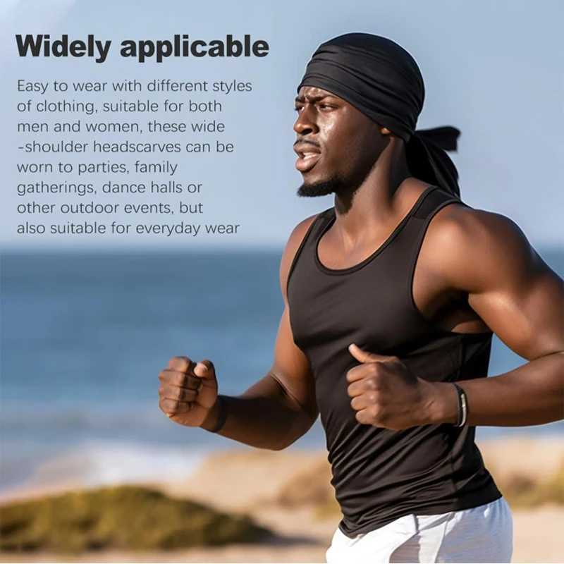 Unisex Adult Long Tail Satin Doo Rag Durag Bandanas Cap Pirate Hat Turban Men Hip Hop Headband Biker Headwrap Women Headwear M250623