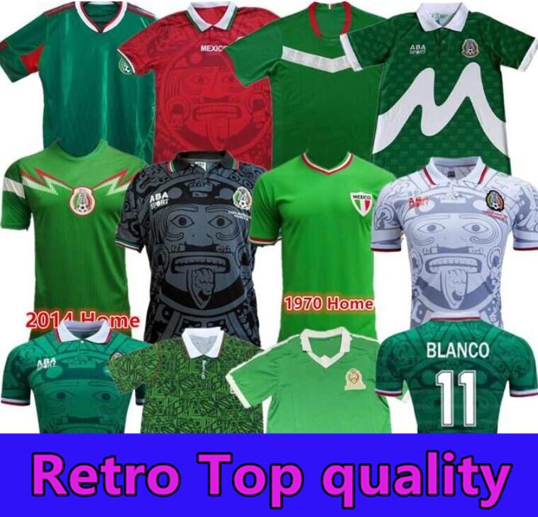 86 94 95 98 06 10 2014 Mexico Retro Soccer Jersey Home Away Football Shirts 1998 Men's Vintage BLANCO HERNANDEZ Campos Short Sleeve Sport Uniforms Camiseta Football