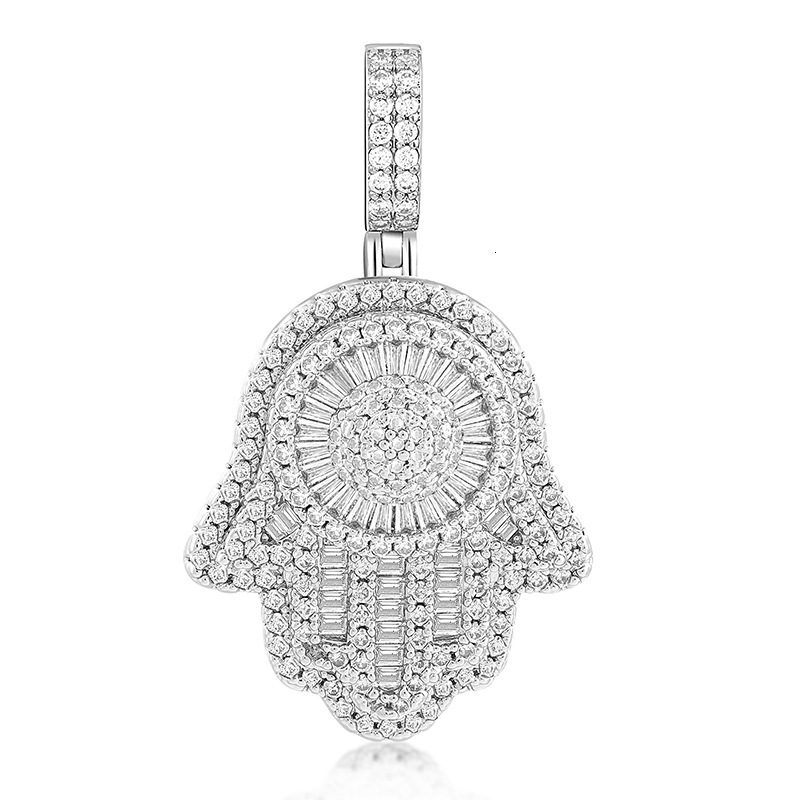 Luxury Moissanite Fatima Hand Diamond Inlaid Light Luxury Niche Statement Pendant Necklace Pass the diamond tester