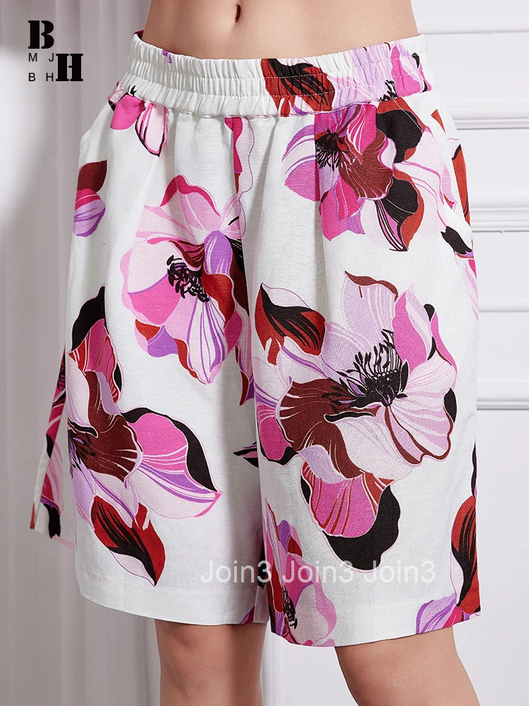 New Plus Size Summer Elegant Beach Casual Cotton Linen Pant Women Floral Print Elastic Waist Trousers Mujer Wide Leg Loose Pants