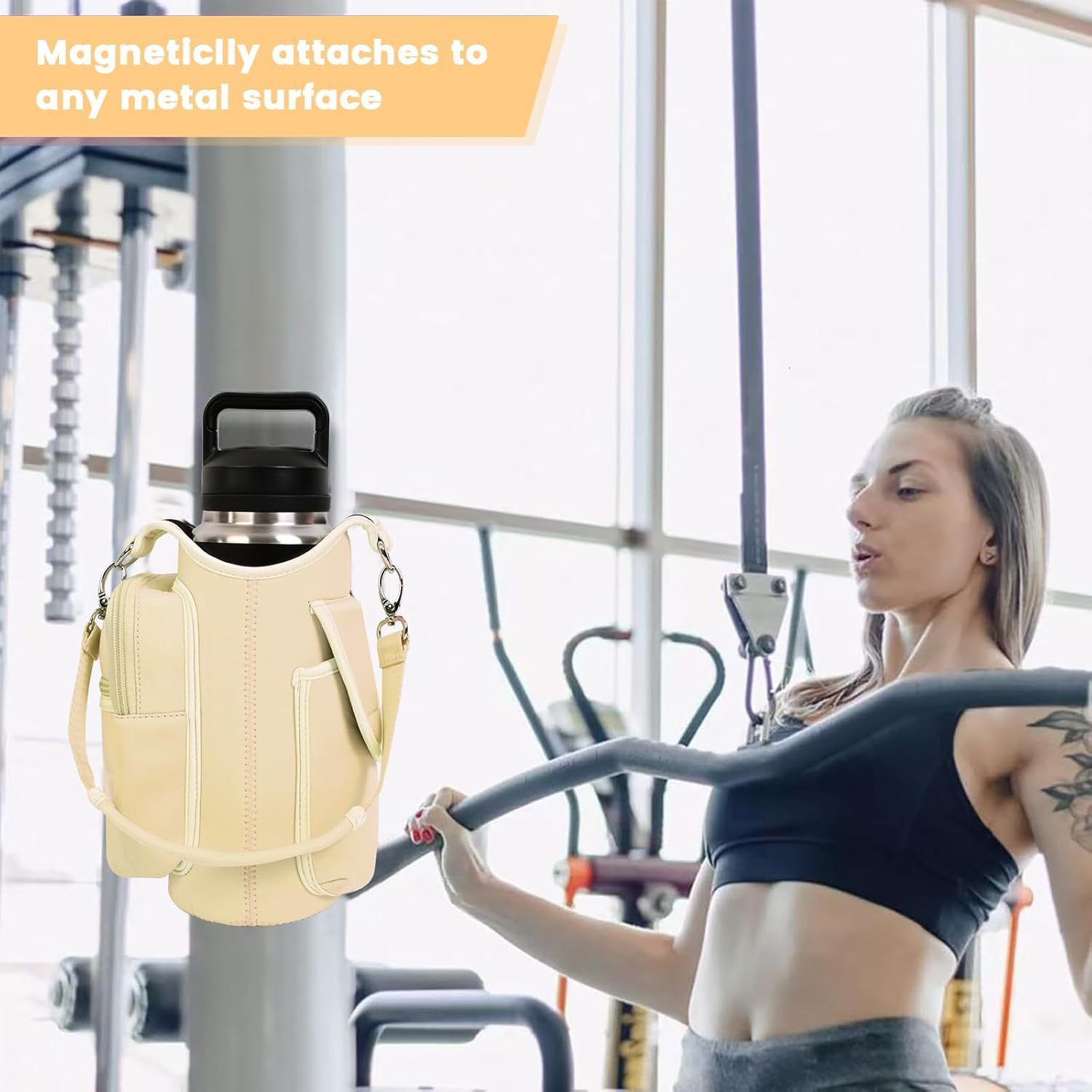 Magnetic fitness bag water bottle holder gym magnetic bag company magnetic cross body fitness bag for gym travel work and exercise 241209