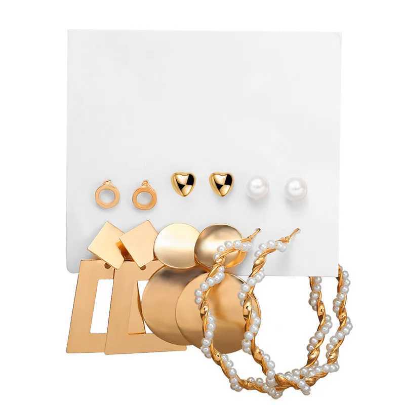 Mole New Bohemian Female Pearl Earrings Set Punk Vintage Gold Color Geometric Drop Earrings for Women Fashion Jewelry XJ250623