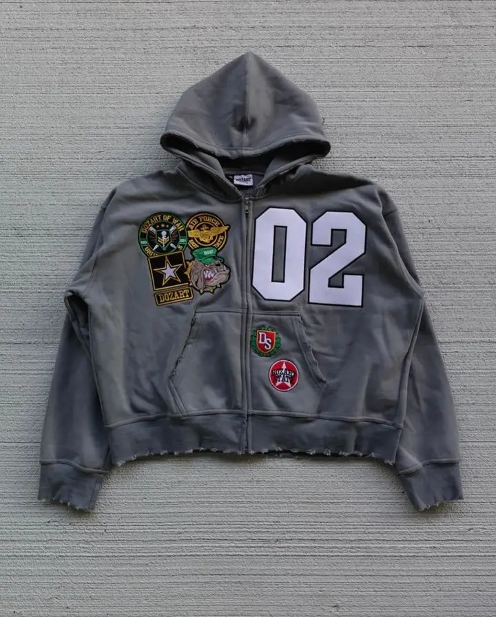 American Zip Hoodie Sweatshirt Y2K Clothes Men Women Harajuku Hip Hop Graphic Print Oversized Hoodie Zipper Long Sleeve Tops 250618