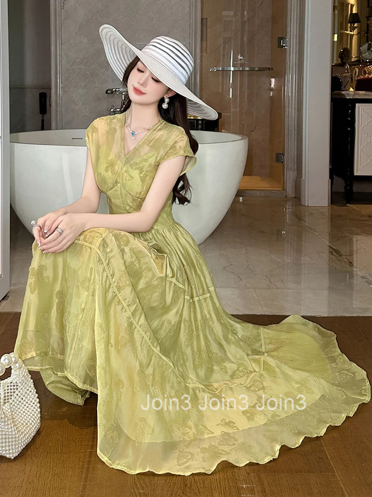 Summer Elegant Print Vacation Evening Dress Women Clothes Casual Retro Short Sleeve Corset Midi A-Line Robe Party Prom Vestidos