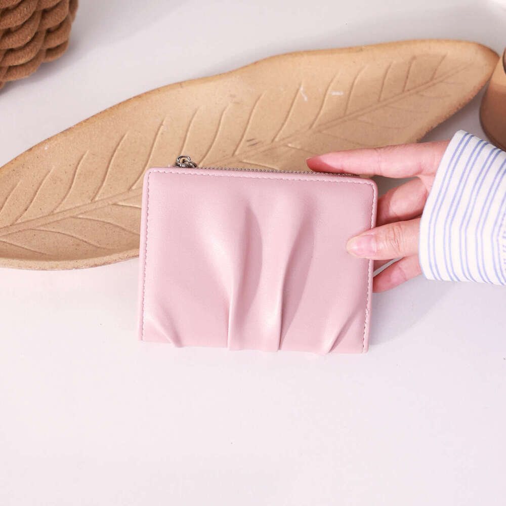 Pleated Texture Women's Short Exquisite Small Internet Celebrity Coin Purse Versatile Card Holder Student Wallet