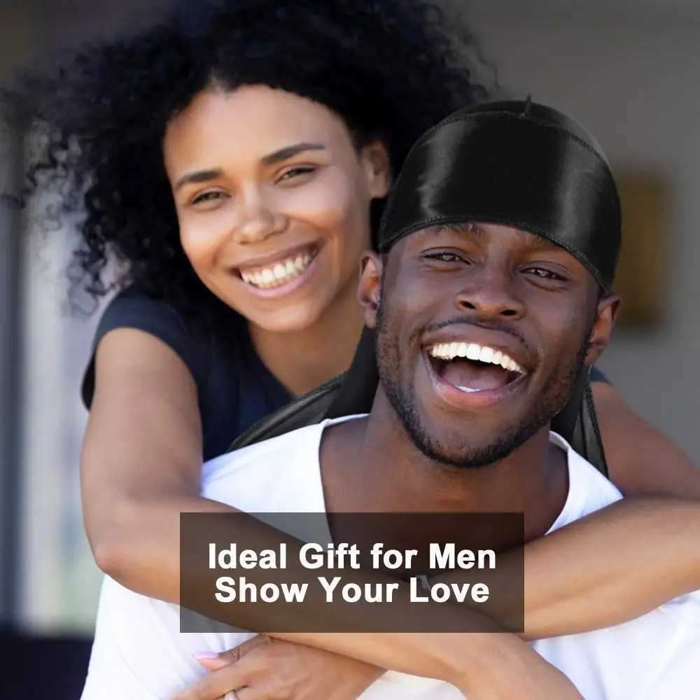 Solid Color Silk Satin Durag Headwear Soft Long Tails Headbands Turban Waves Cap Headwrap Hats Beanie For Men Hair Accessories M250623