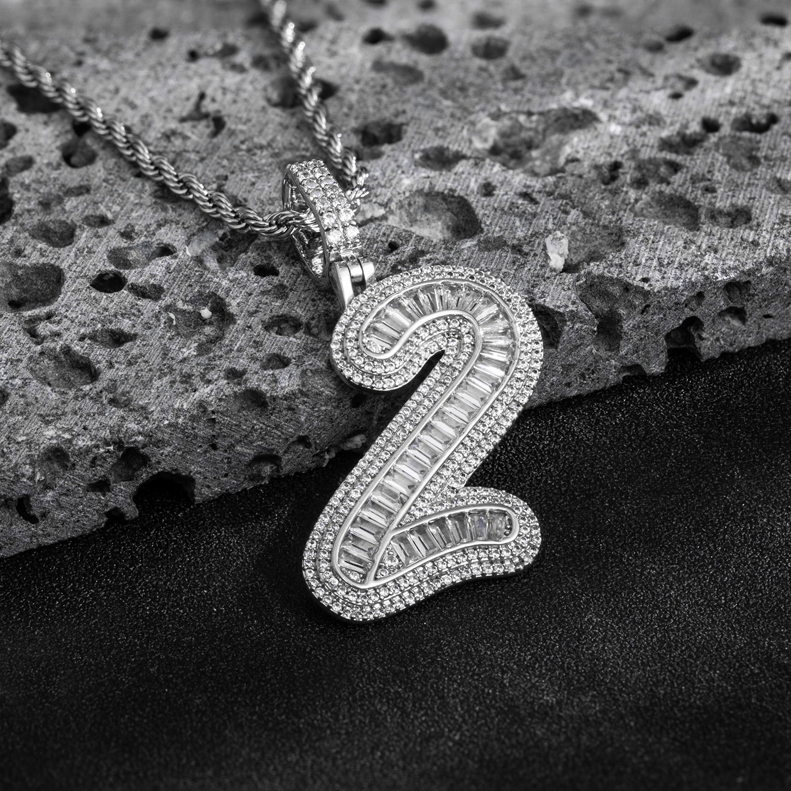 Lucky Number Full Iced Out Hip Hop Personalized Letter Moissanite Elegant Fashion Trendy Statement Necklace