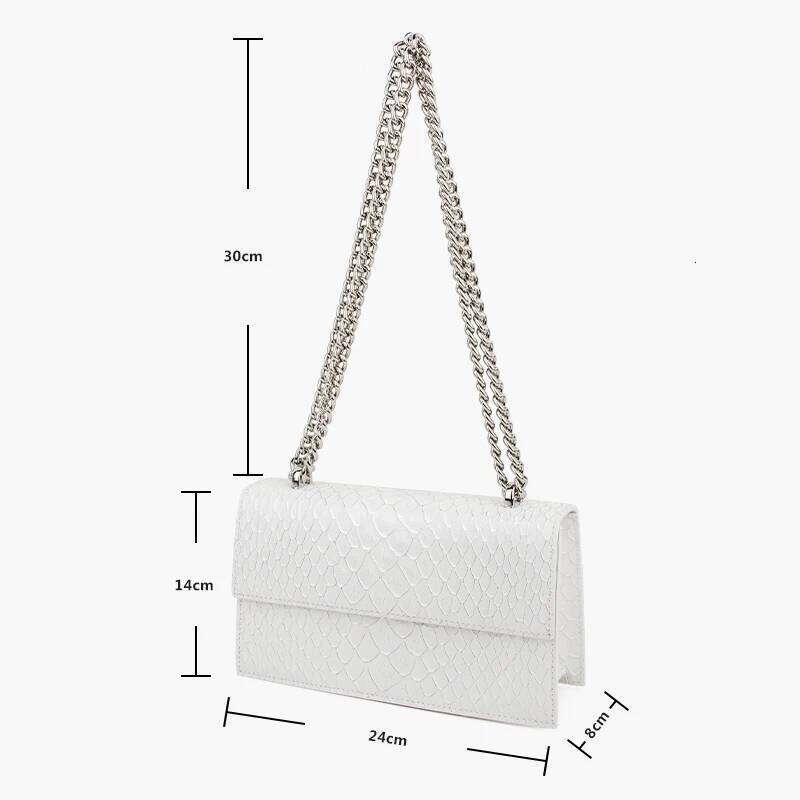 Donna-In Mermaid Pattern White Women Crossbody Split Leather Fashion Chain Square Purse Ladies Shoulder Bag 2023 Summer