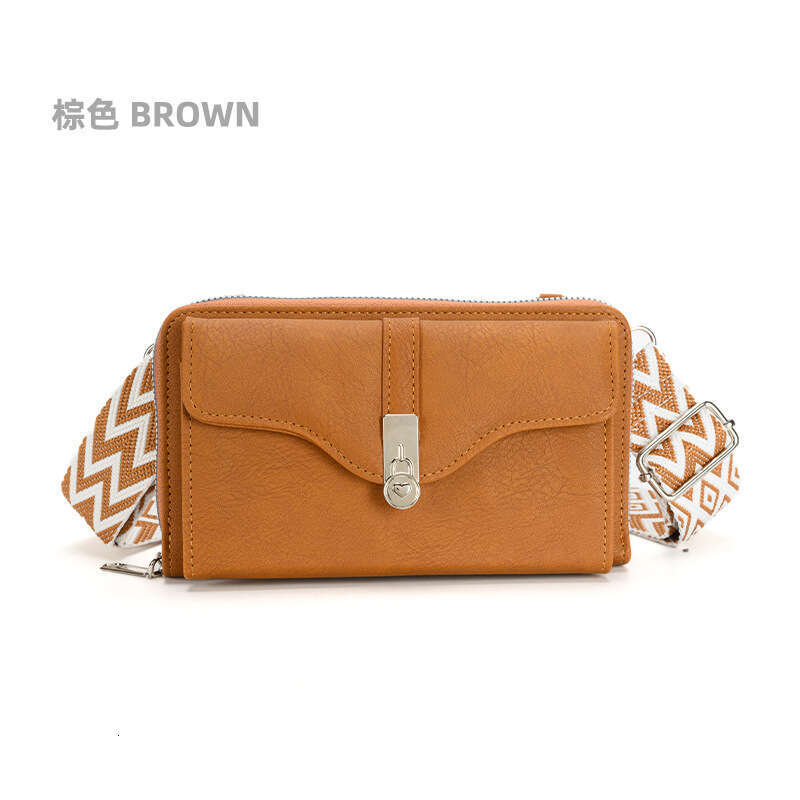 2023 Autumn Winter New Women's Single Shoulder Crossbody Wide Strap Phone Large Capacity Small Square Bag