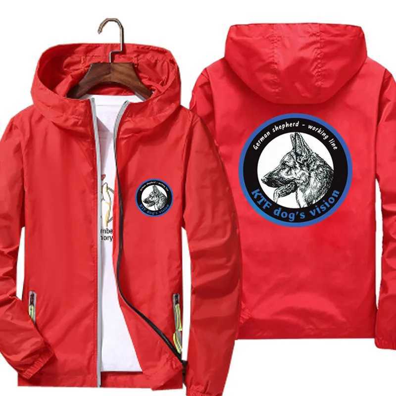 German Shepherd Dog Mens Bomber Jacket Thin Sunscreen Windbreaker Ultra Light Hood Cycling Coat T-shirt Pilot Oversized W250623