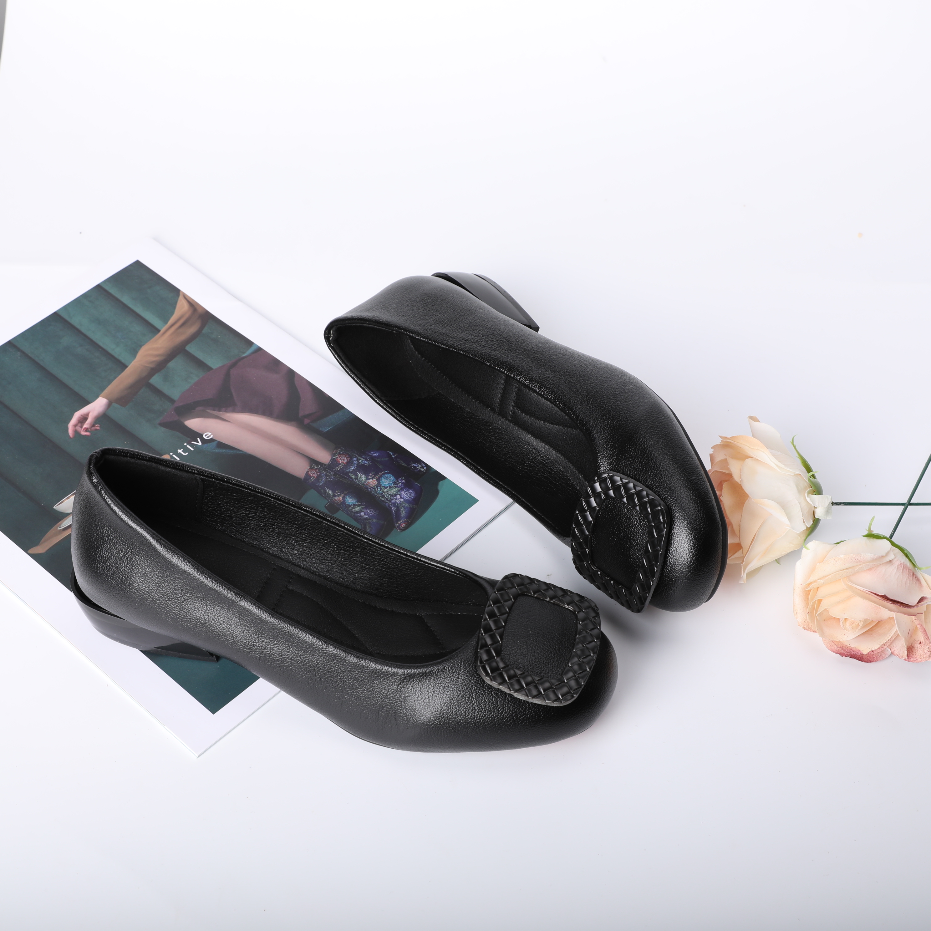 1869-Women's new square toe ballet flats, comfortable and casual one-legged flats, suitable for walking, driving, work, work, formal wear