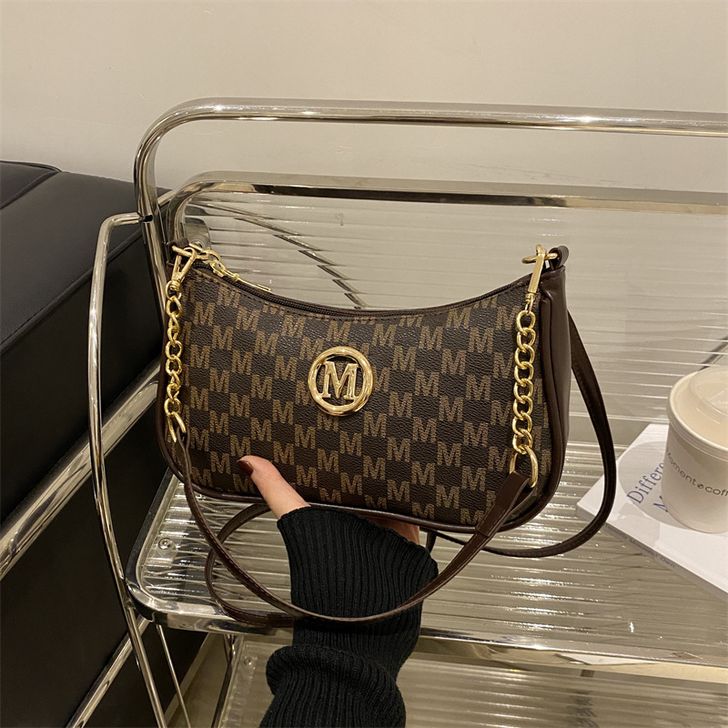 Designer Bag 2025 French Retro Underarm Bag For Women, Letter Print Crossbody Mini Square Bag with Chain Accents & Top Handle Free Shipping