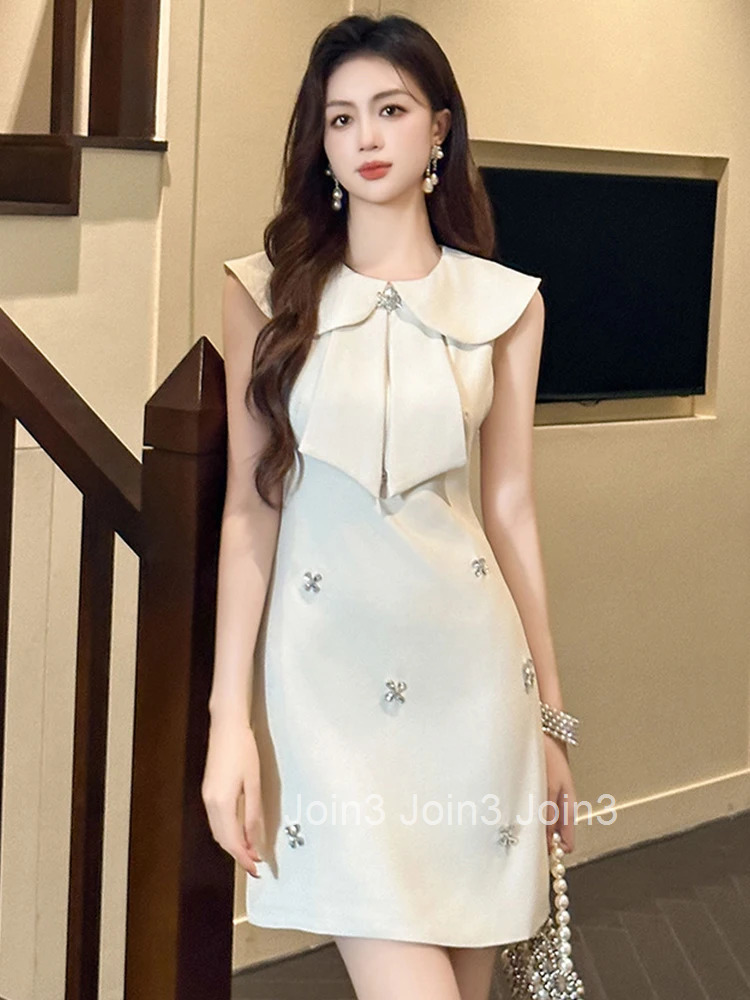 Summer Fashion Lady Sweet Vacation Evening Dress Women Clothes Elegant Luxury Sleeveless Slim A-Line Short Party Prom Vestidos