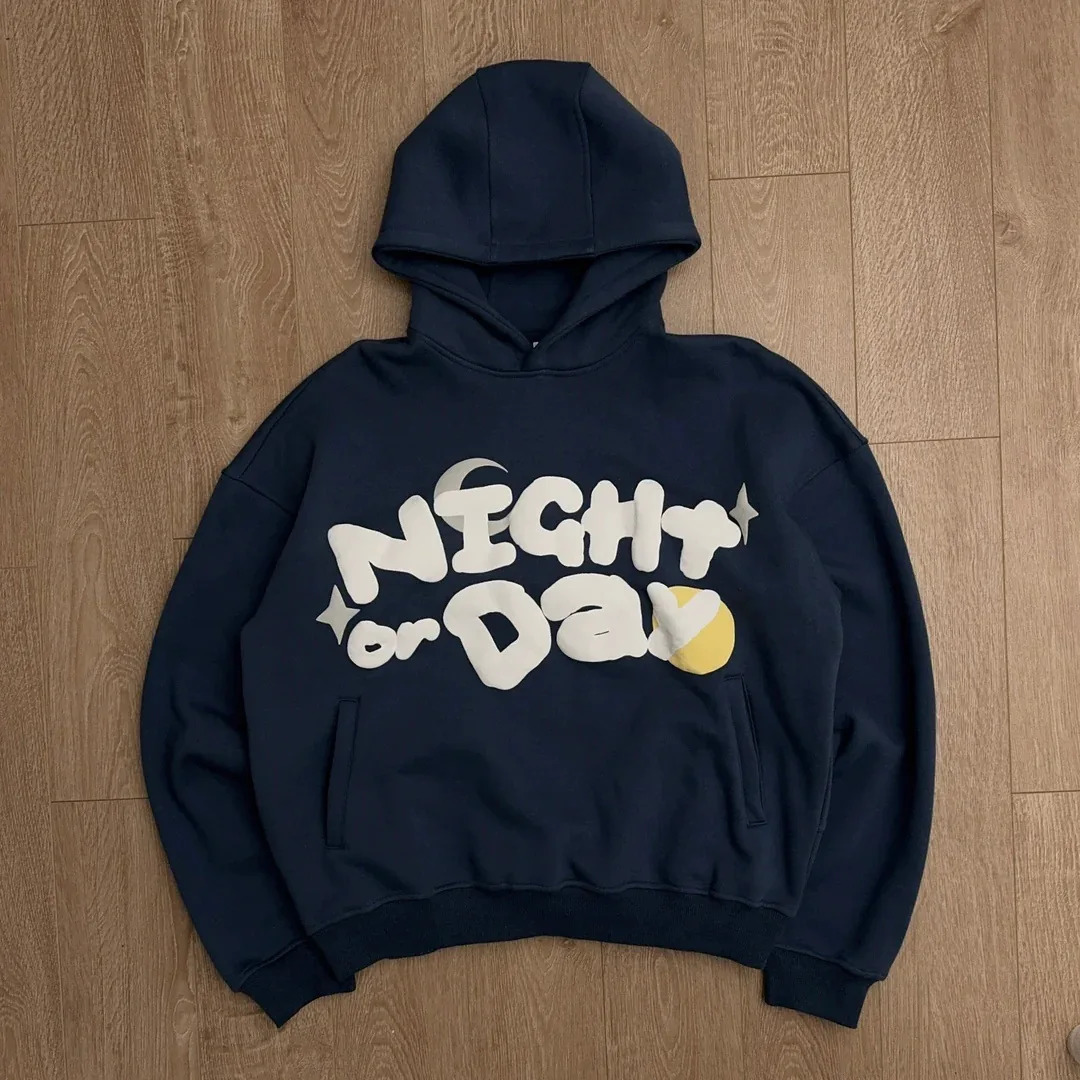 Y2K Vintage Foam Printing Streetwear Fashion Overesized Loose Foam Printed Hoodies Hooded Sweatshirt For Men Unisex 250617
