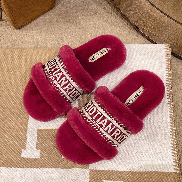 free shipping shoes designer sandals flat sandals for women soft warm slides slippers black white brown rose red plus size