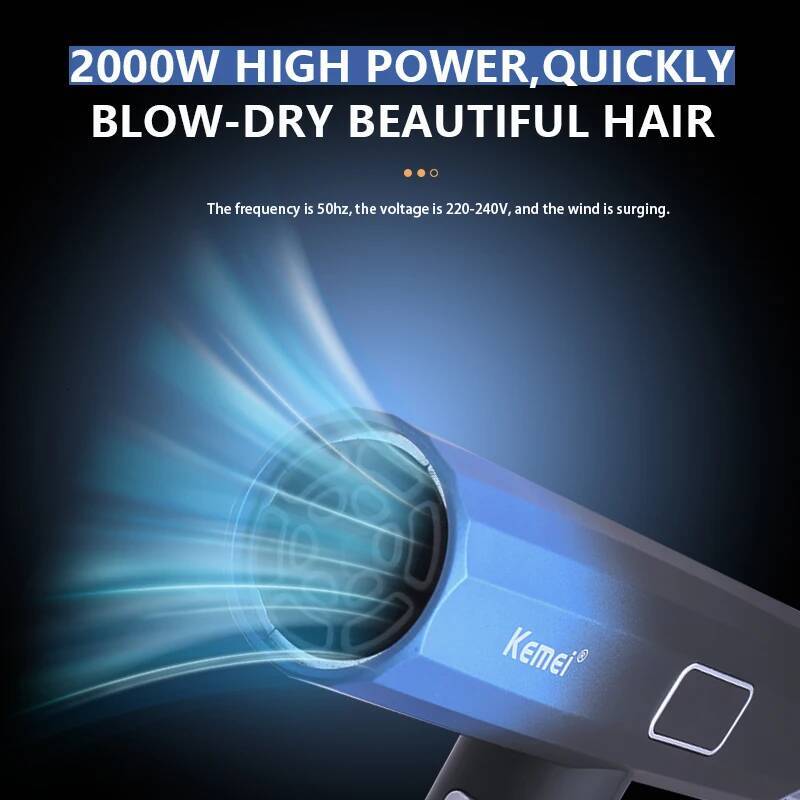 KEMEI KM-6906 OEM Factory Negative Ionic 2000w High Speed Salon Hair Blow Dryer With Diffuser Secador De Cabelo