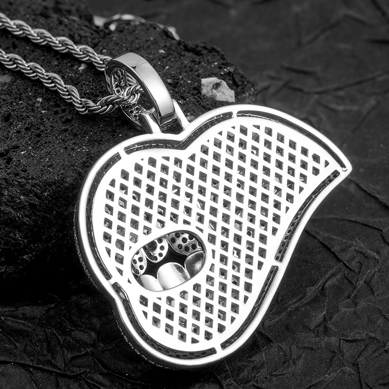 Moissanite Jewelry Sexy Biting Lip Pendant Micro Paved Pink Diamond Hip Hop Unique Bling Bling Trendy Necklace