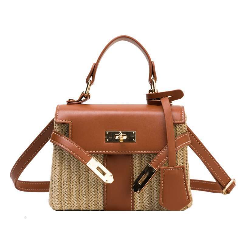 Women's 2025 New Handmade Rattan Woven Summer Fashion Versatile Straw Handbag Small Square Bag
