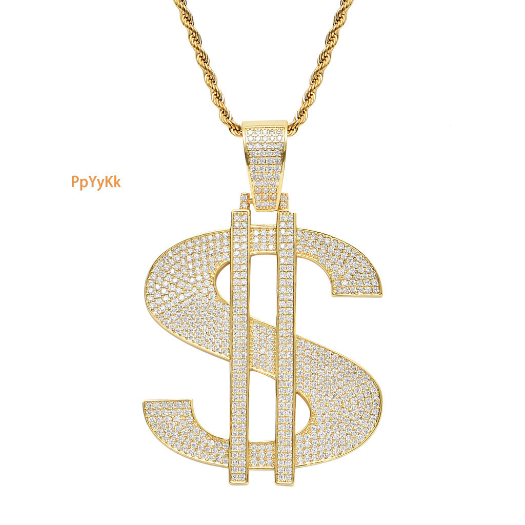 Luxury Moissanite Hip Hop Oversized Dollar Bill Pendant Necklace Diamond Embellished Personalized Punk Streetwear Trendy Brand Jewelry Pass the diamon
