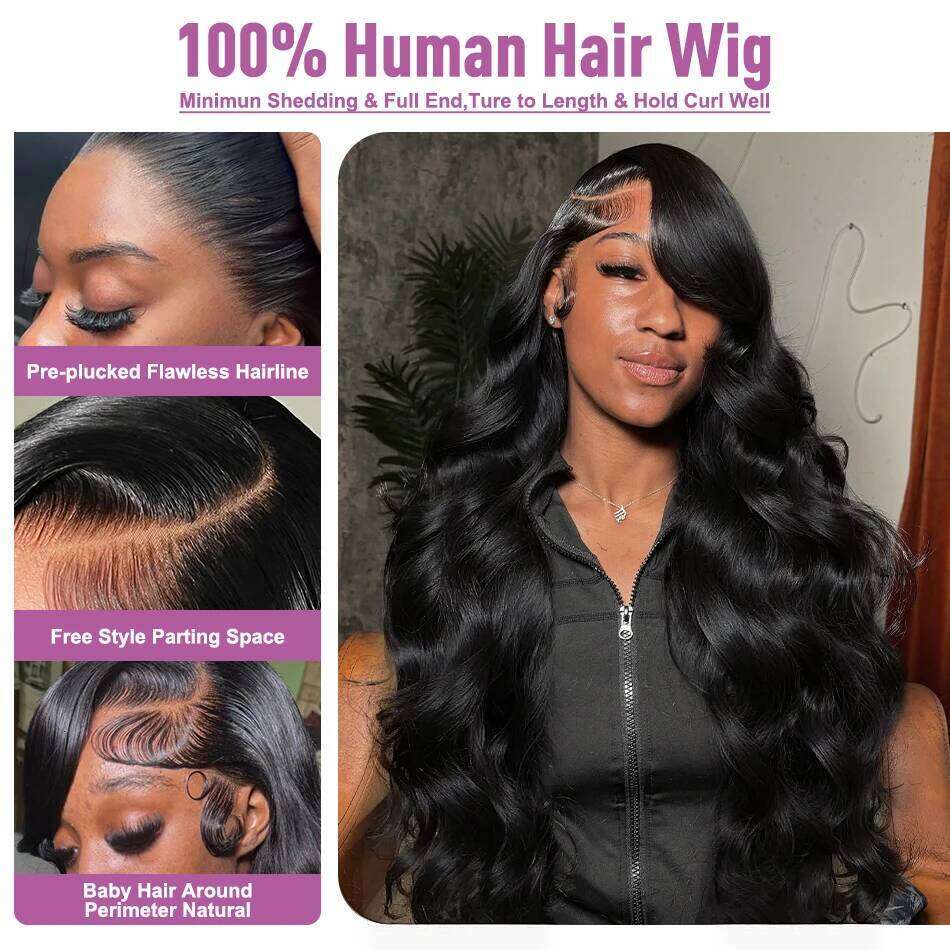 LInks Body Wave Human Hair Front 300 Density 13x6 HD Lace Frontal Wigs 30 40 Inch 5x5 Glueless Closure Wig