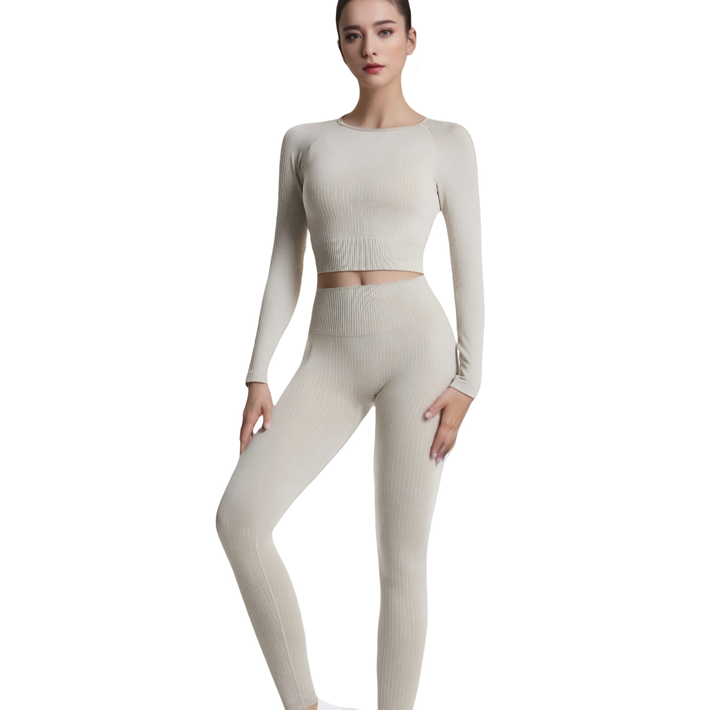 Elastic Sportswear Tee Ladies' Versatile Yoga Attire Featuring a Smooth Texture & Comfortable Length