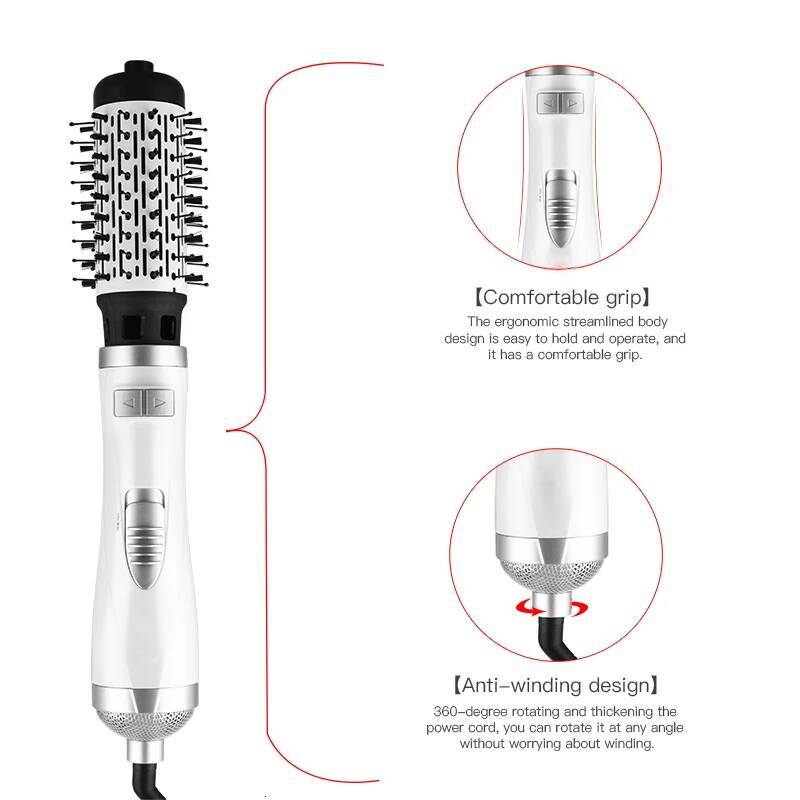 2024 Electric Negative Ion Rotating Hot Air Brush 2-in-1 Wet Dry Hair Portable Comb for Household Blow Dryer Use