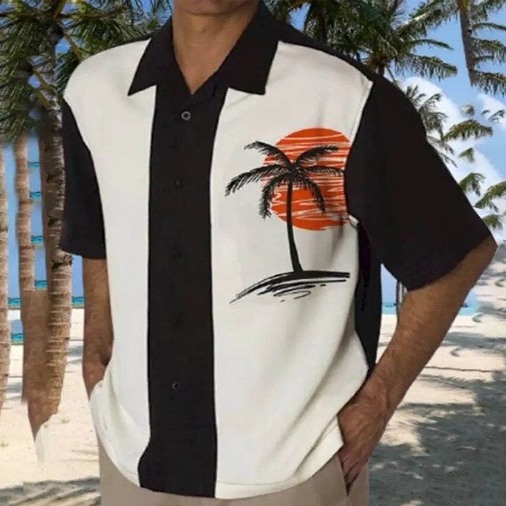Men Casual Shirts Striped Short Sleeve Tops 3d Patchwork Graphic Clothing Daily Hawaiian Shirts For Mens Social Shirts 250618