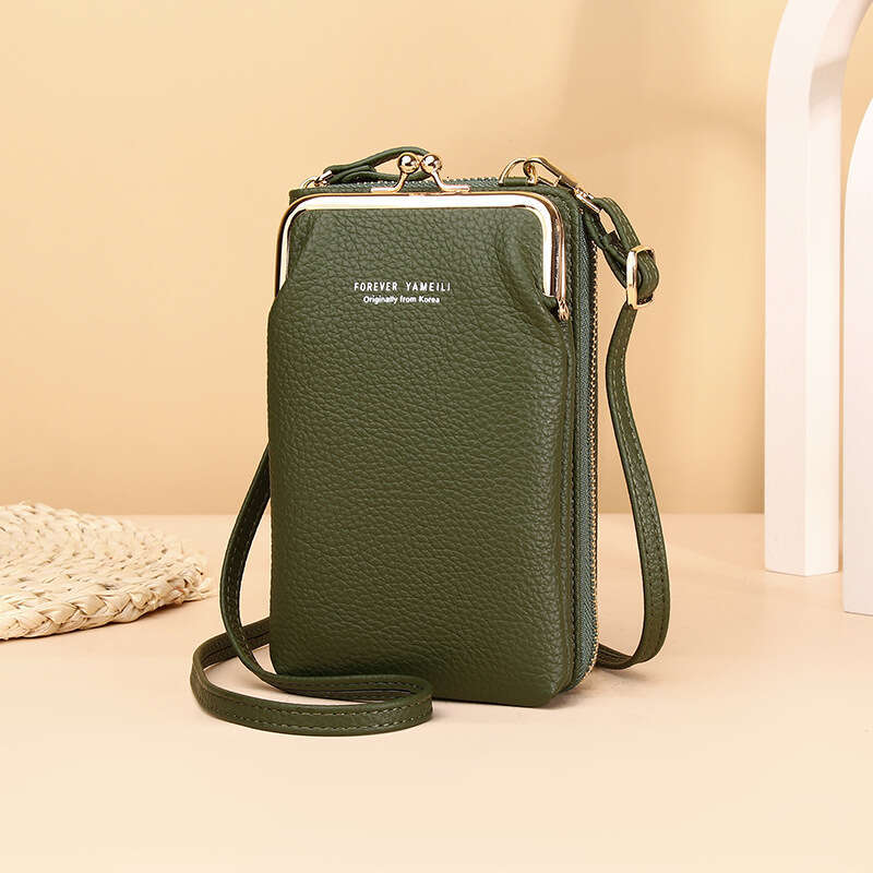 Korean Style New Phone Women's Wallet PU Long Coin Purse Multifunctional Mini Shoulder Crossbody Bag