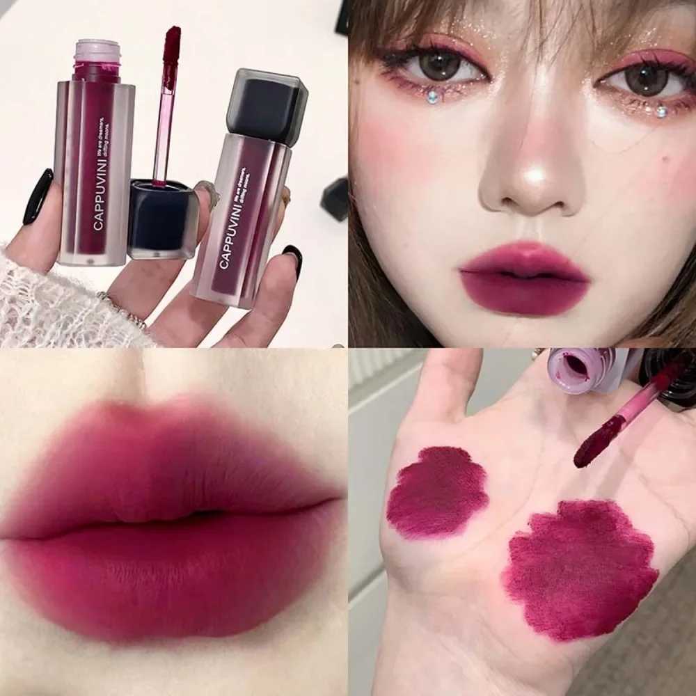 Punk Black Gothic Lip Gloss Matte Dark Brown Lipstick Nude Lip Tint Waterproof Velvet Liquid Lipstick Lip Satin Korean Cosmetics XJ250623