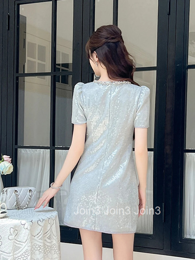 Sparkly Sequin Evening Dress Women Clothes New Summer Elegant Luxury Short Sleeve Slim Mini Short Party Club Prom Vestido Fiesta
