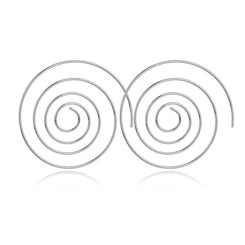 Delysia King Women Cute Unique Temperament Round Spiral Earrings Romantic Alloy Simplicity Aestheticism Geometric Dangler XJ250623