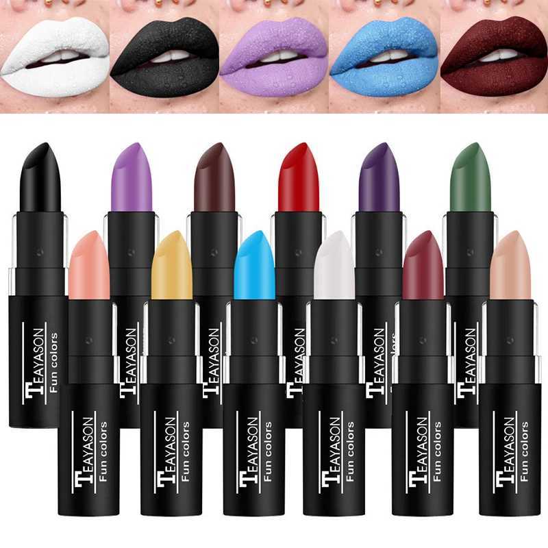 Punk Dark Wine Red Lipsticks Waterproof Easy To Color Makeup Sexy Red Lipstick Matte White Black Lip Gloss Facial Body Painting XJ250623