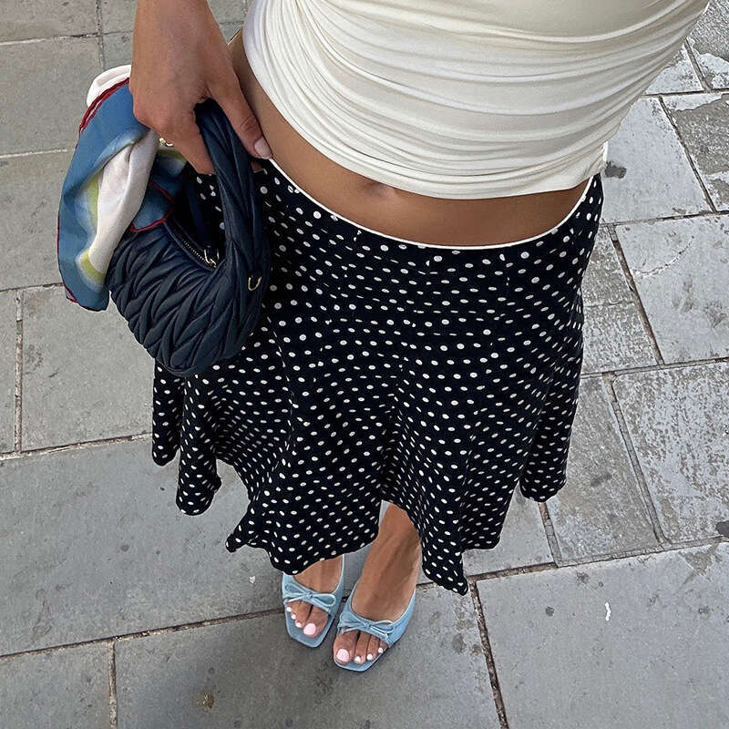 Light Mature American Mid-Length Polka Dot Mermaid Ins Style Autumn Winter New Elegant Slim Fit Bodycon Skirt B5