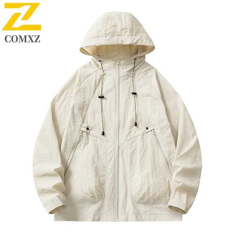 Summer Jacket Mens Casual Lightweight Breathable UPF50+ UV Hooded Coat Male Minimalist Trendy Camping Fishing Skin Windbreaker W250623
