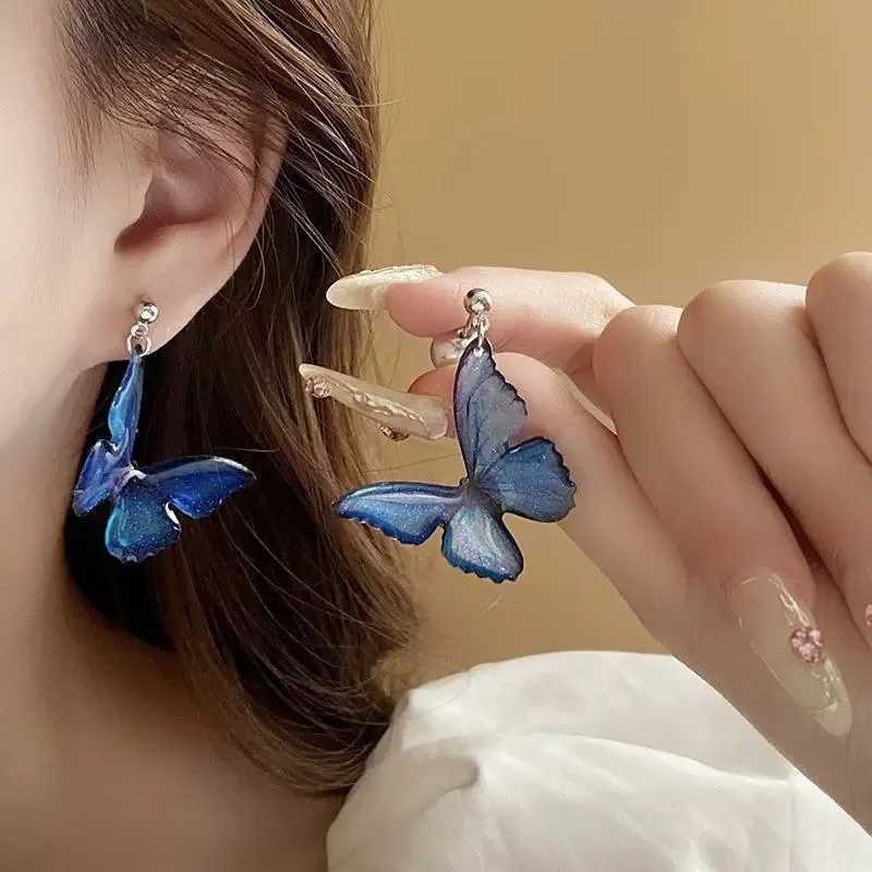 Dreamy Clear Blue Butterfly Drop Pearl Stud Earrings Fairy Romantic Earrings Jewelry Gifts For Women and Girls XJ250623