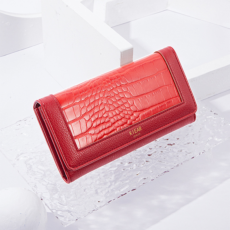 Free Shipping 2025 New Designer Bag New Women Wallet Long Style Women's Wallet European And American Crocodile Pattern Buckle Women's Clutch