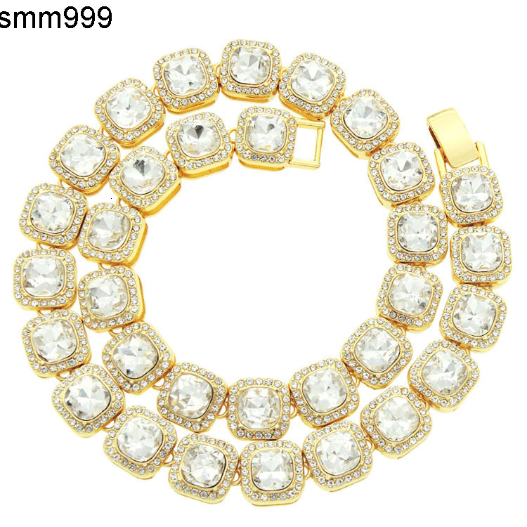 Crystals Fashion Gold Rhinestone Ice Cuban Link Hip Hop Mens Chains Necklace Jewelry for Men link with clasp