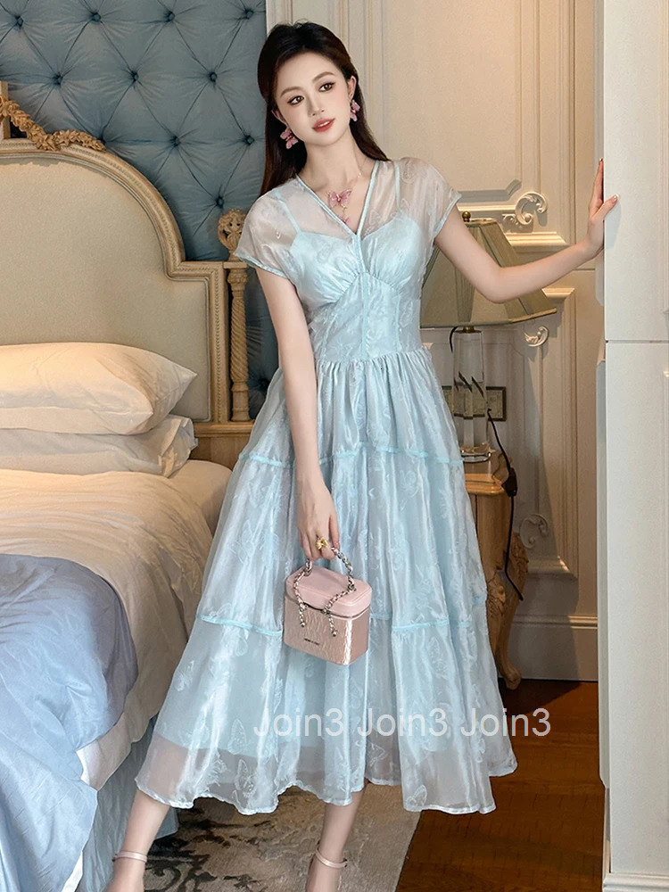 Summer Elegant Print Vacation Evening Dress Women Clothes Casual Retro Short Sleeve Corset Midi A-Line Robe Party Prom Vestidos