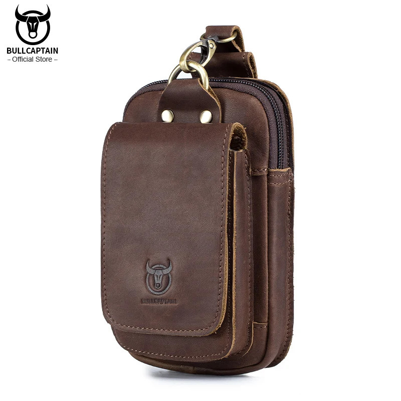 BULLCAPTAIN Fashion Quality Leather Small Summer Pouch Hook n Waist Pack Bag Cigarette Case 6 Phone Belt 250612