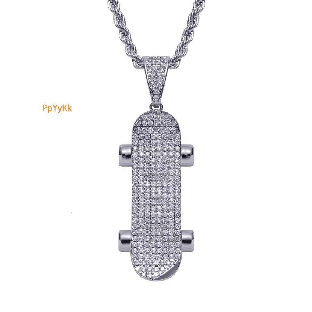 Luxury Moissanite Jewelry Hip Hop Skateboard Pendant Necklace Iced Out Unique Trendy Brand Cool Accessory Pass the diamond tester