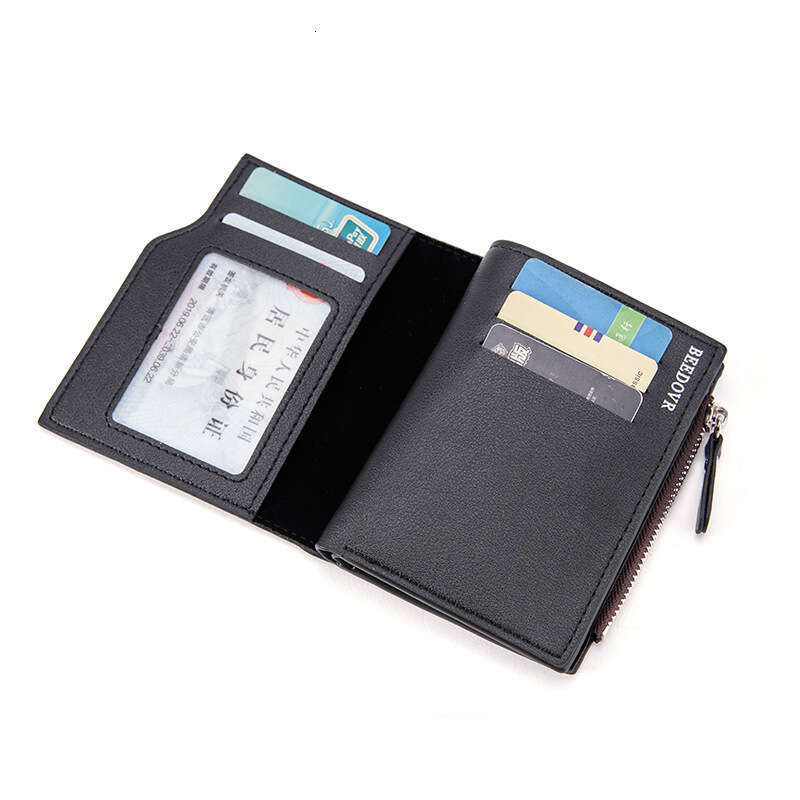 2025 Men's New Zipper Short Wallet Multi-Card Slot Fashion Vertical Mini Snap Coin Purse