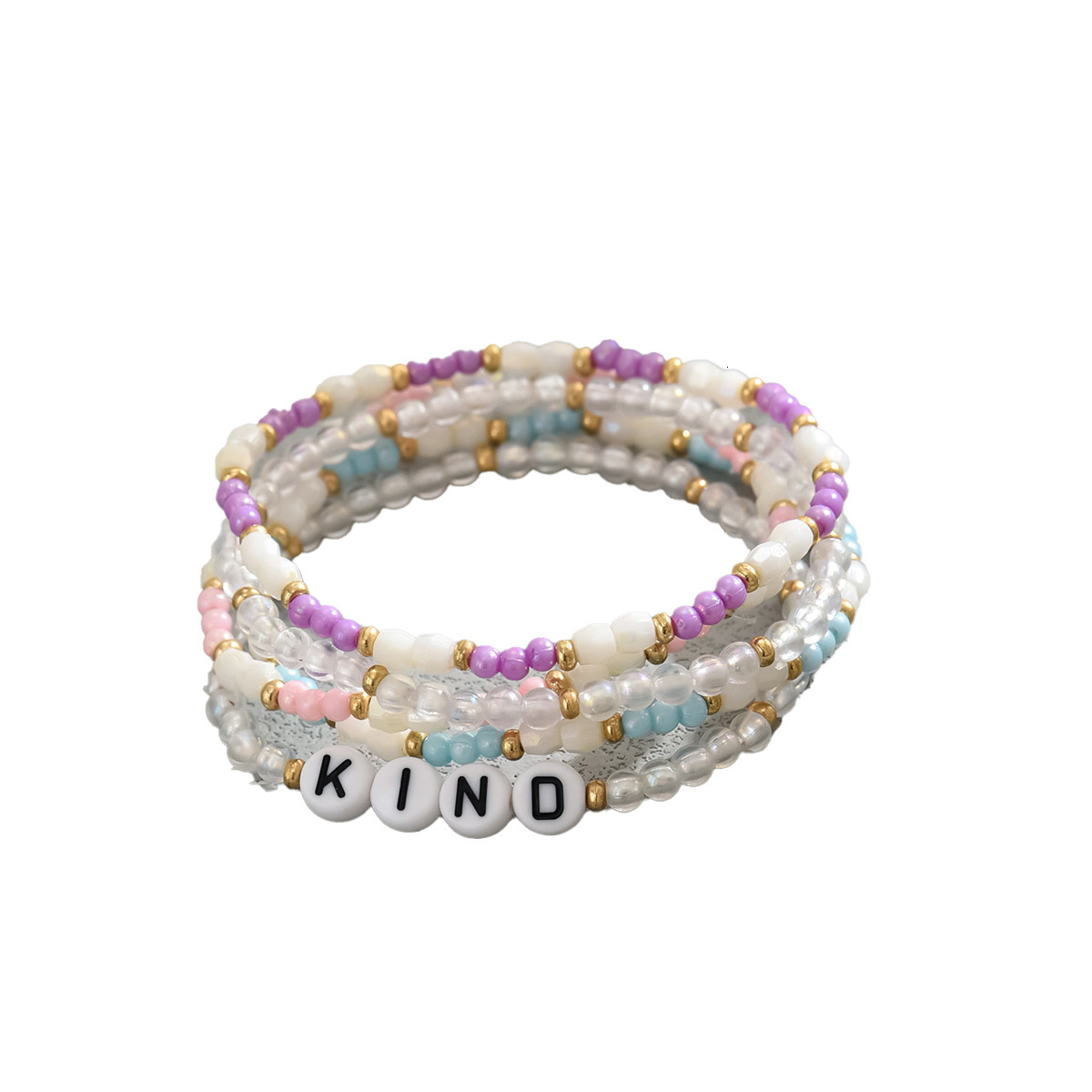 Minimalist Fashion Beaded For Women, Unique Multi-Layer Corful Seed Bead Design With English Alphabet Letters, Bracelet