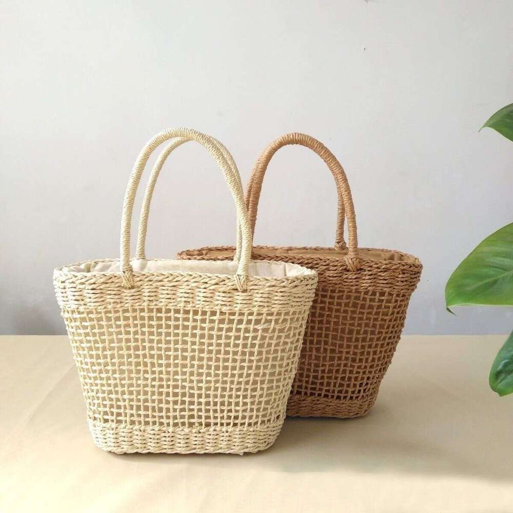 French Style Artistic Handwoven Straw Capacity Shoulder Beach Vacation Large Bag for Women
