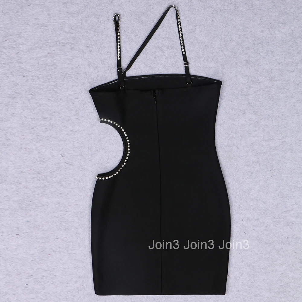 Womens Sexy Backless Bandage Dress Hollow Out Short Bodycon Diamond Embellished Club Evening Party Gown Summer Newest Fashion