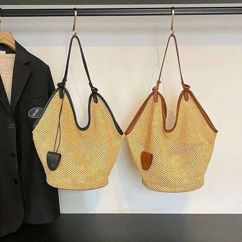 Straw Woven Zipper Designer Bag Summer New Fashionable 2025 High Quality Women's High-capacity Commuting Tote Bags